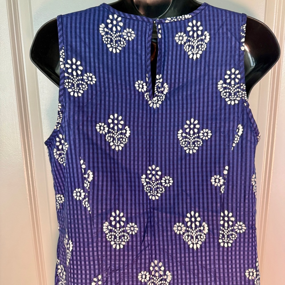 Madewell | Silk-Cotton Midi Dress | Boho | Minimalist | Navy Block Print | S - Picture 5 of 8